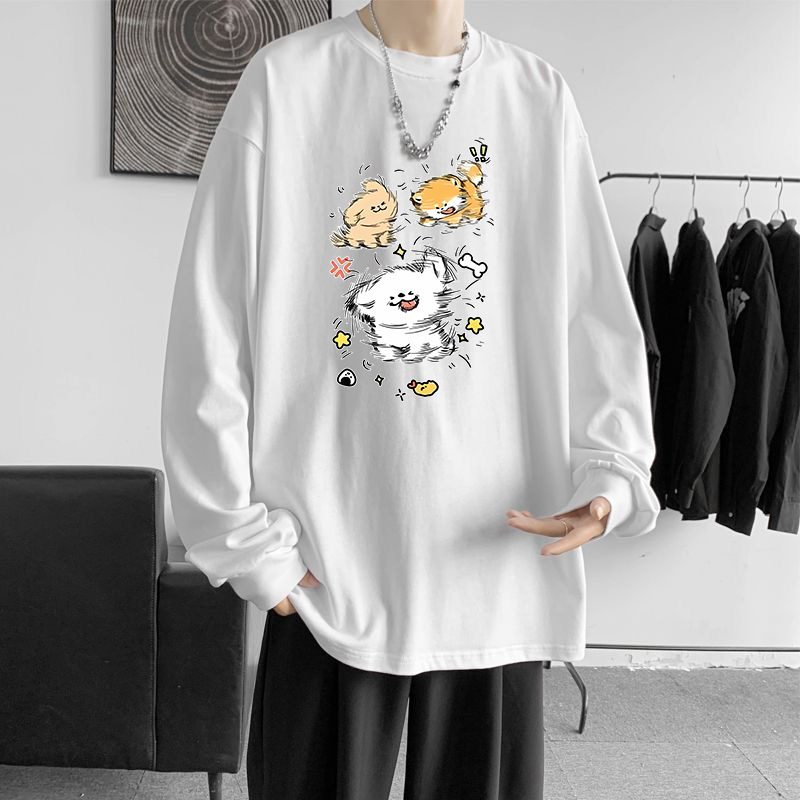 Duga majica s tiskom i okruglim izrezom, slobodan kroj, poliester 91–95%