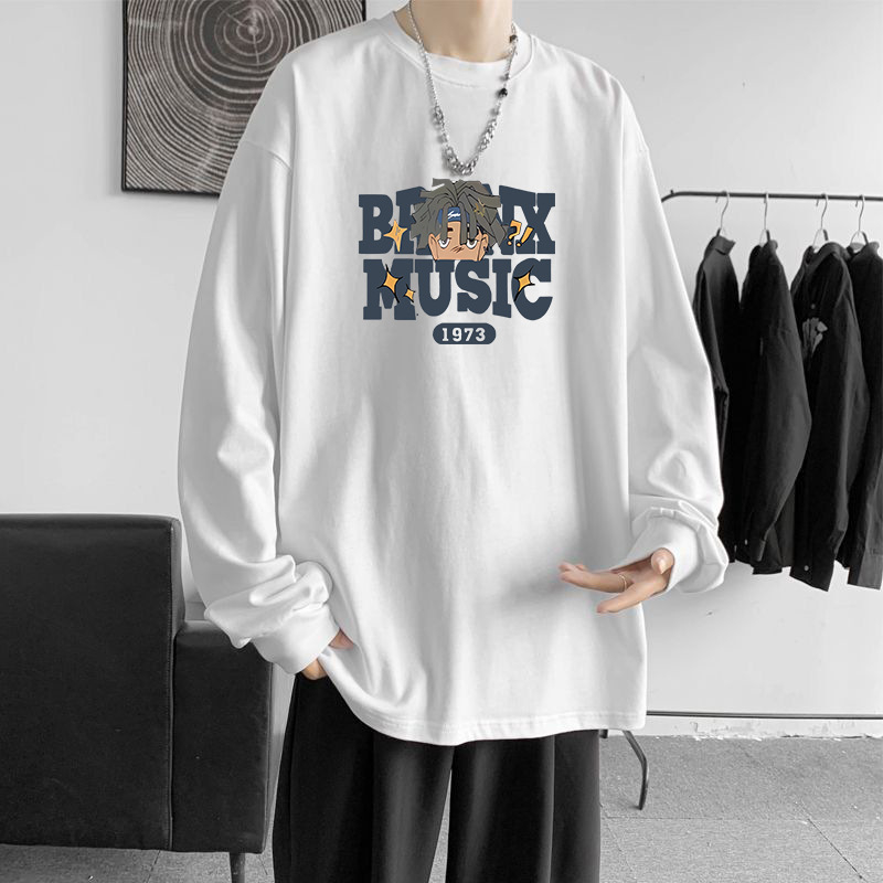 Duga majica s tiskom i okruglim izrezom, slobodan kroj, poliester 91–95%