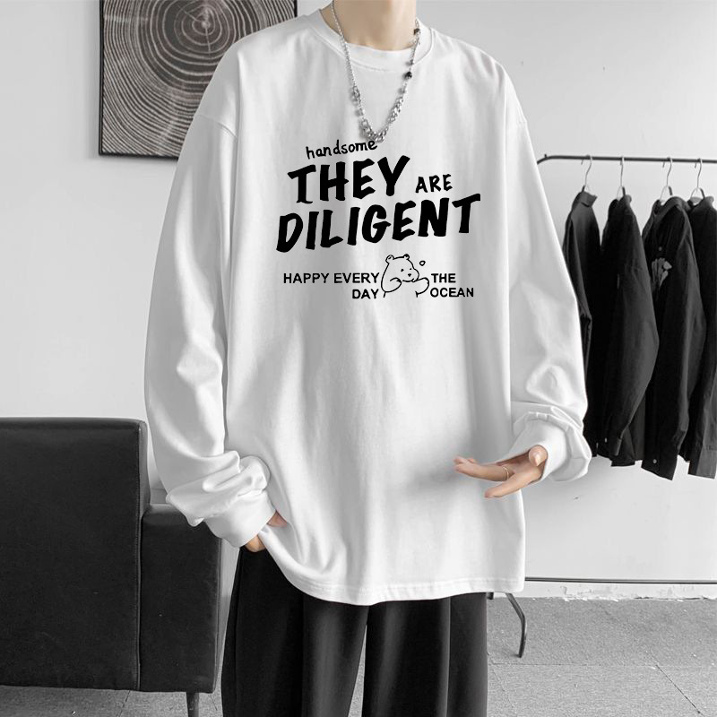 Duga majica s tiskom i okruglim izrezom, slobodan kroj, poliester 91–95%