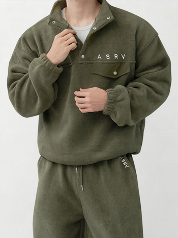 Muški fleece džemper sa stojećim ovratnikom, ležerni kroj, 96% poliester