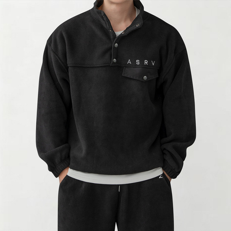 Muški fleece džemper sa stojećim ovratnikom, ležerni kroj, 96% poliester