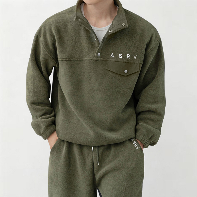 Muški fleece džemper sa stojećim ovratnikom, ležerni kroj, 96% poliester