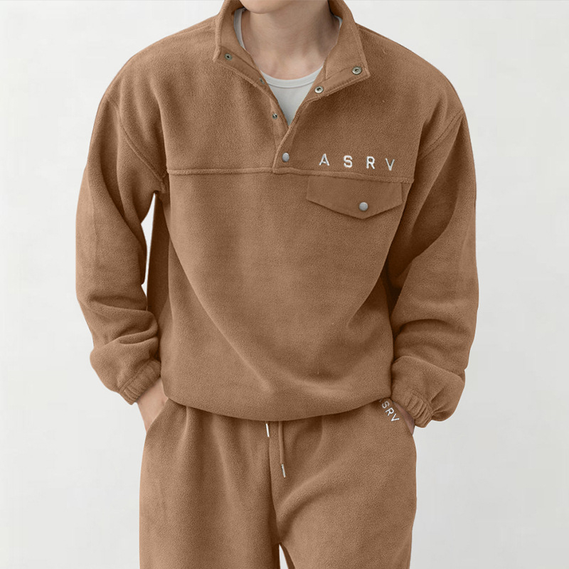 Muški fleece džemper sa stojećim ovratnikom, ležerni kroj, 96% poliester