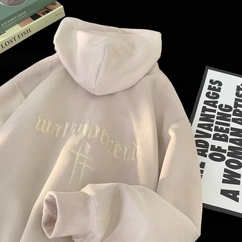 Hooded fleece mikina, oversize kroj, otisak s slovima, 96% poliester