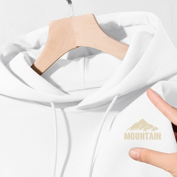 Hrubá bavlnená mikina s kapucňou, okrúhly výstrih, voľný strih, patch vrecká