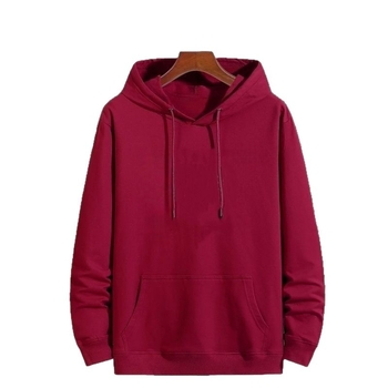 Hrubá bavlnená mikina s kapucňou, okrúhly výstrih, voľný strih, patch vrecká