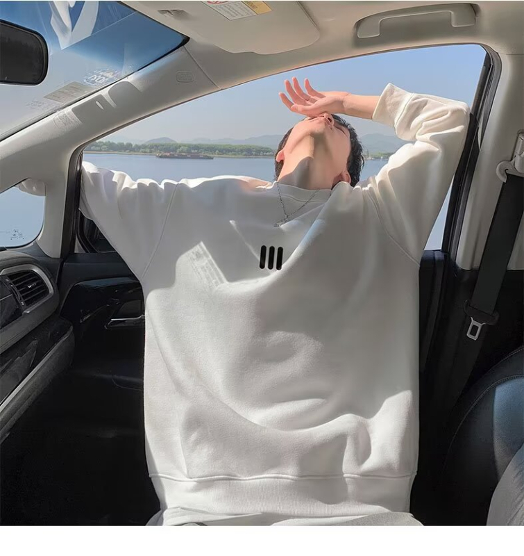 Džemper s okruglim izrezom, bez kapuljače, duge rukave, širok kroj