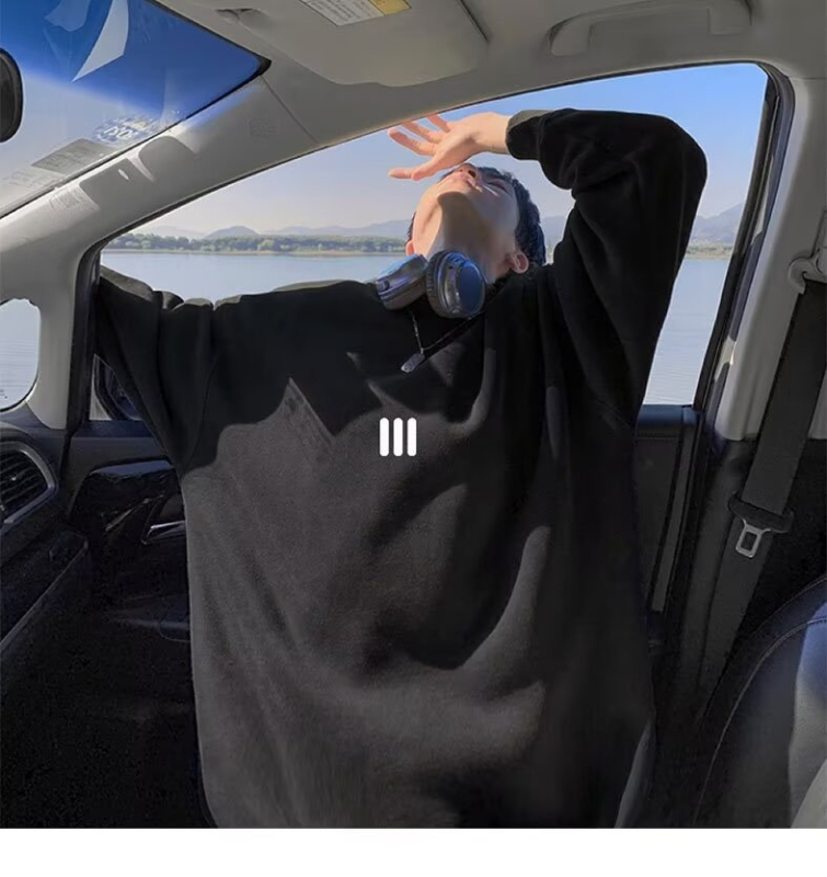 Džemper s okruglim izrezom, bez kapuljače, duge rukave, širok kroj