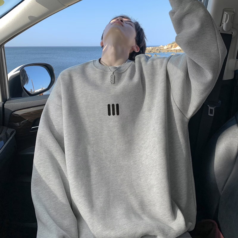 Džemper s okruglim izrezom, bez kapuljače, duge rukave, širok kroj