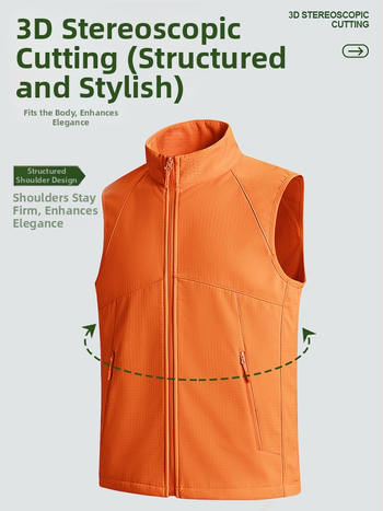 Kapuutsiga vest, lukk, kitsas lõige, seisvas krae, polüesterkangas ja polüestervooder