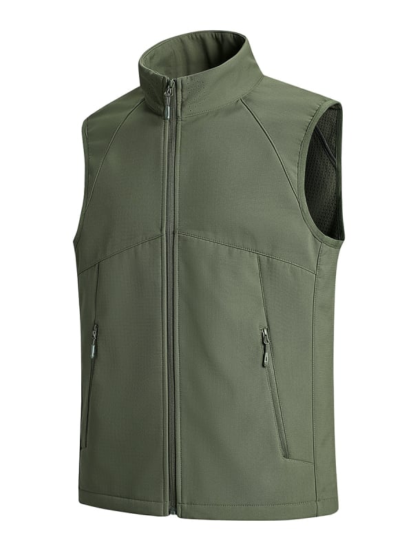 Kapuutsiga vest, lukk, kitsas lõige, seisvas krae, polüesterkangas ja polüestervooder