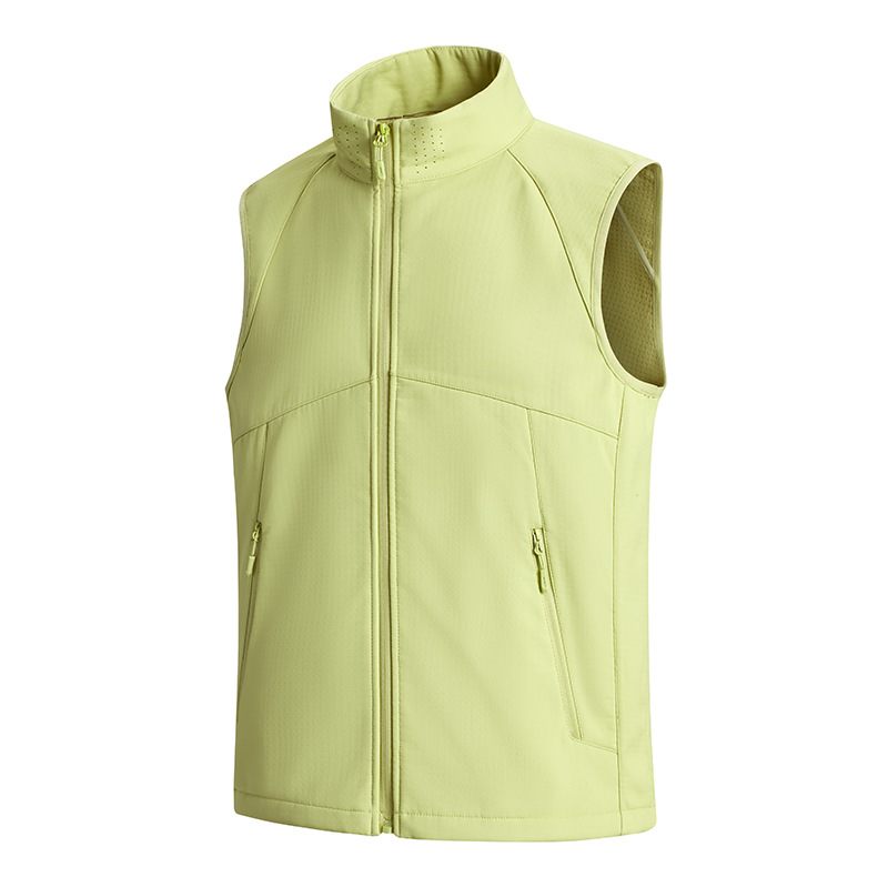 Kapuutsiga vest, lukk, kitsas lõige, seisvas krae, polüesterkangas ja polüestervooder