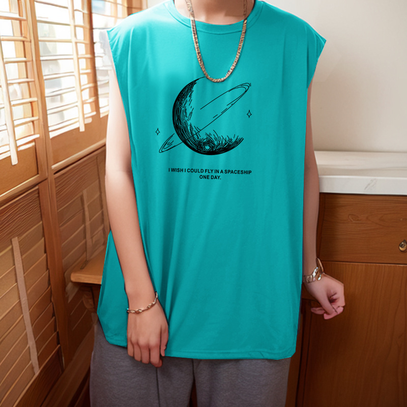 Vesta din bumbac fără mâneci - Croială lejeră, imprimare cu litere, stil coreean