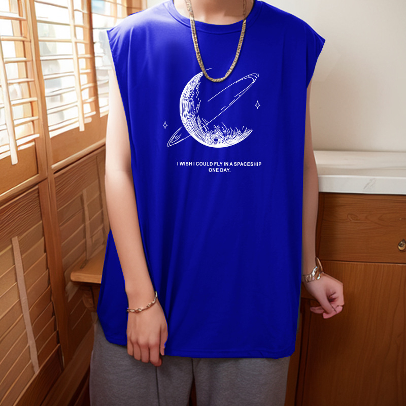 Vesta din bumbac fără mâneci - Croială lejeră, imprimare cu litere, stil coreean