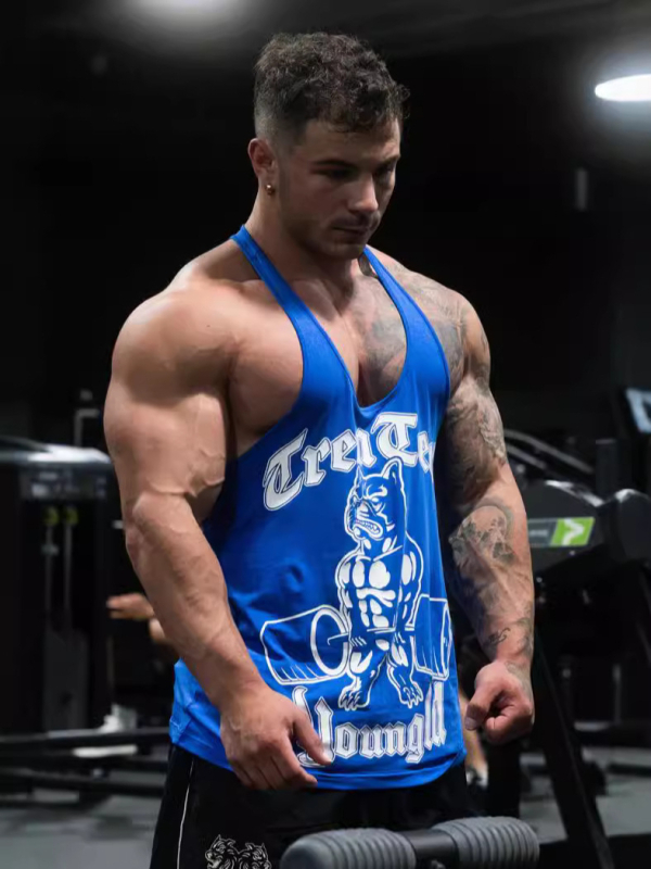 Vesta fără mâneci pentru alergare, amestec de bumbac, cu dungi, pentru antrenamente de vară