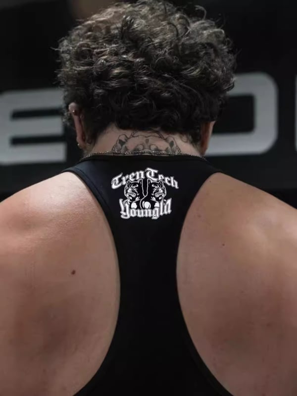 Vesta fără mâneci pentru alergare, amestec de bumbac, cu dungi, pentru antrenamente de vară