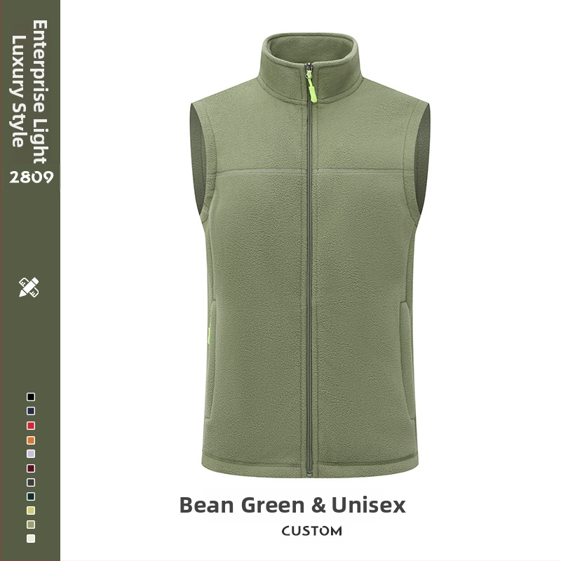 Meeste fliisvest – paks fleec, stand-up krae koos tõmblukuga, logotüübi trükk, tööriided