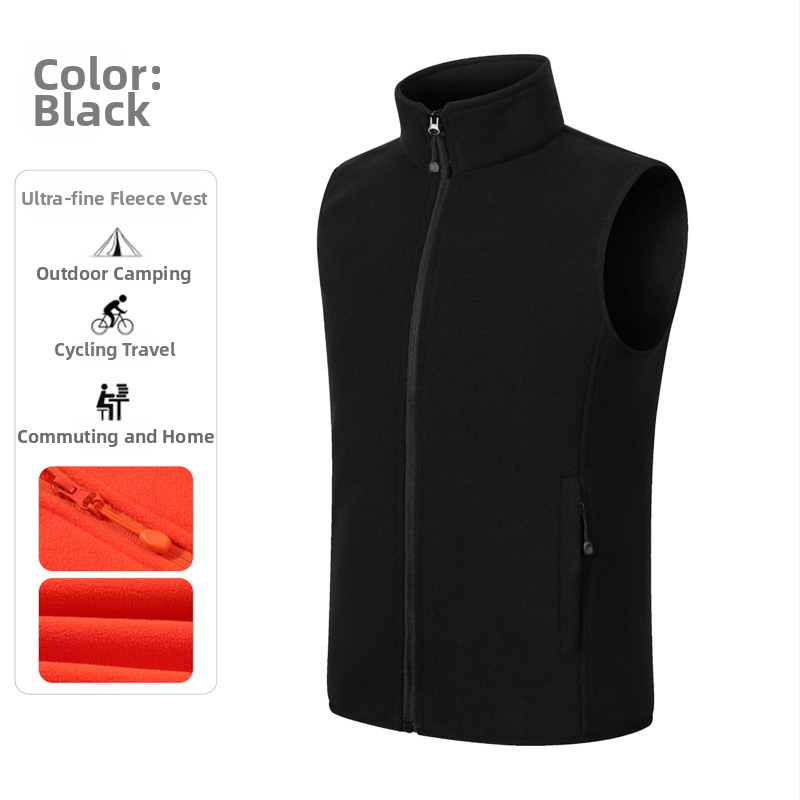 Meeste fliisvest – paks fleec, stand-up krae koos tõmblukuga, logotüübi trükk, tööriided