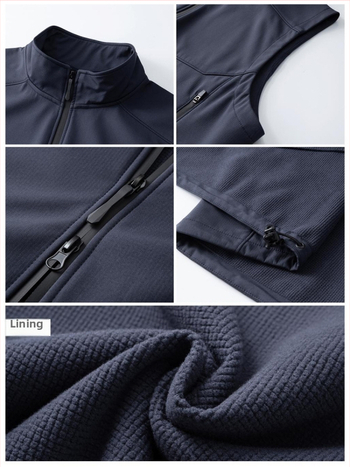 Fliisiga vooderdatud soft-shell vest, unisex, varrukateta, stand-up krae, tõmblukk, sügisele