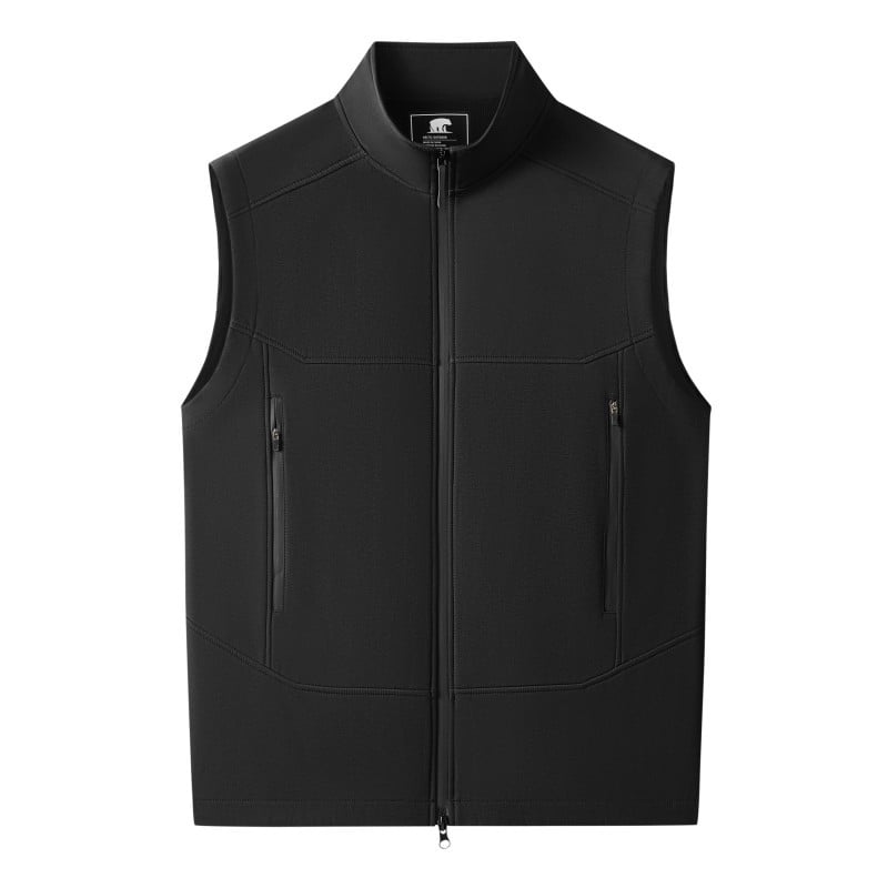 Fliisiga vooderdatud soft-shell vest, unisex, varrukateta, stand-up krae, tõmblukk, sügisele