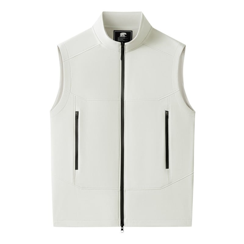 Fliisiga vooderdatud soft-shell vest, unisex, varrukateta, stand-up krae, tõmblukk, sügisele