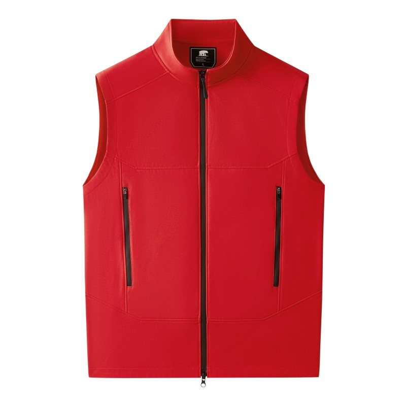 Fliisiga vooderdatud soft-shell vest, unisex, varrukateta, stand-up krae, tõmblukk, sügisele