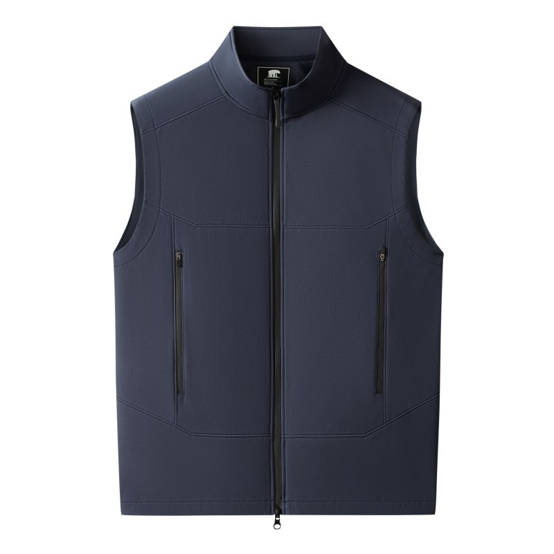 Fliisiga vooderdatud soft-shell vest, unisex, varrukateta, stand-up krae, tõmblukk, sügisele