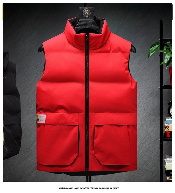 Atvirkštinė liemenė su stovimu kaklu ir išsiuvinėtu logotipu – storesnis audinys, užtrauktukas, 100% poliesteris