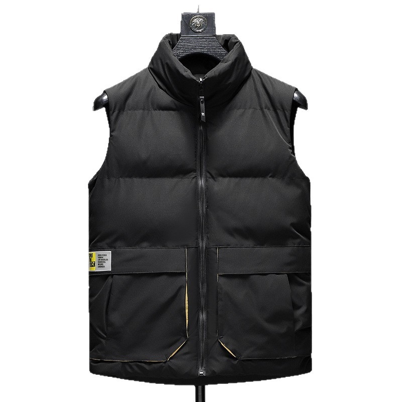 Kahepoole kasutatav vest püstise krae ja tikitud logoga – paksu kangas, tõmblukk, 100% polüester