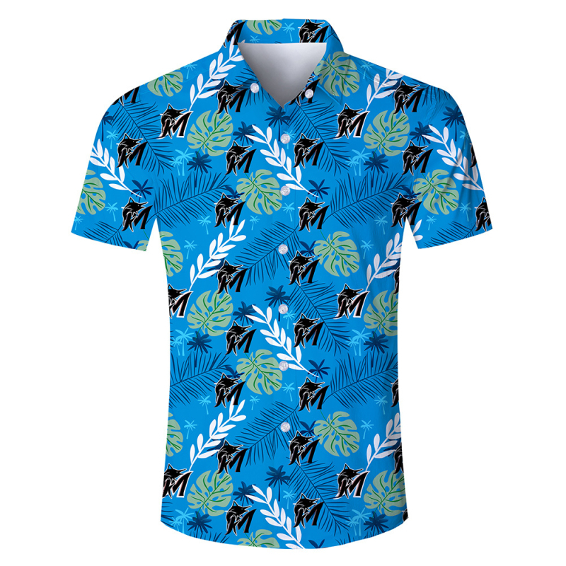 Férfiing rövid ujjú ing galléros, digitális nyomtatás, levelek és virágok mintázat, lélegző poliészter