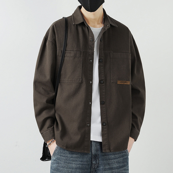 Férfiing – vékony kardigán-stílus, hosszú ujjú, laza szabás, 100% pamut, zseb részletek, mindennapi viselet