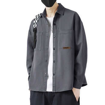 Férfiing – vékony kardigán-stílus, hosszú ujjú, laza szabás, 100% pamut, zseb részletek, mindennapi viselet