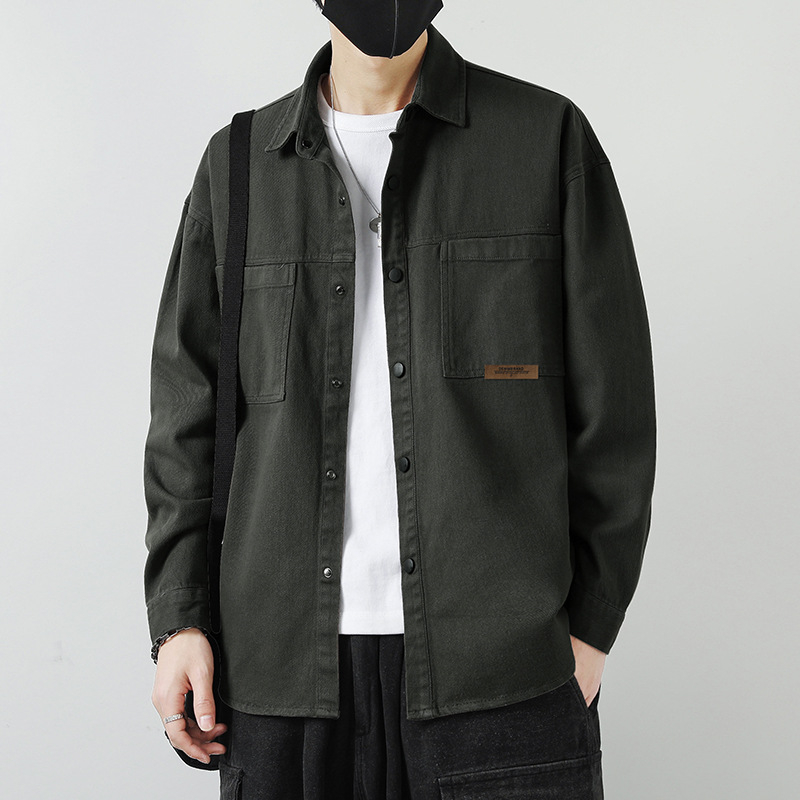 Férfiing – vékony kardigán-stílus, hosszú ujjú, laza szabás, 100% pamut, zseb részletek, mindennapi viselet