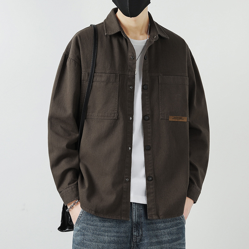 Férfiing – vékony kardigán-stílus, hosszú ujjú, laza szabás, 100% pamut, zseb részletek, mindennapi viselet