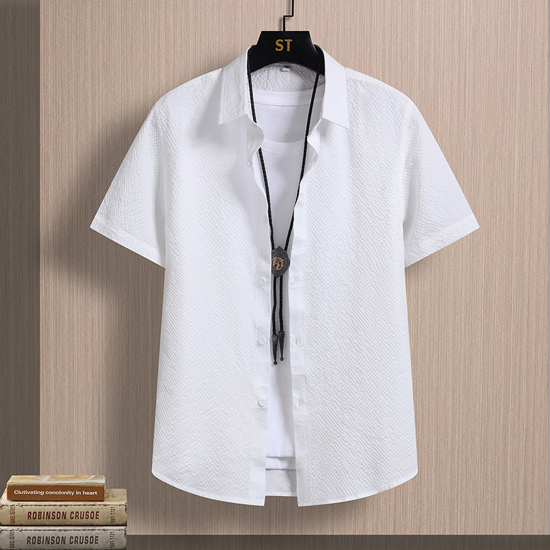 Pánska krátka košeľa s golierom rever, rýchloschnúca, tenká, kardigán štýl, konopný materiál