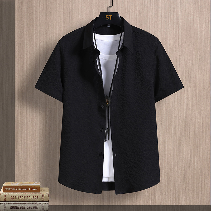 Pánska krátka košeľa s golierom rever, rýchloschnúca, tenká, kardigán štýl, konopný materiál