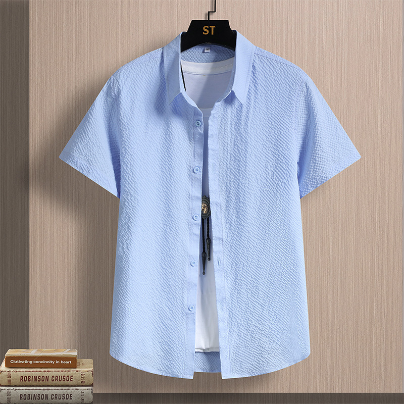 Pánska krátka košeľa s golierom rever, rýchloschnúca, tenká, kardigán štýl, konopný materiál