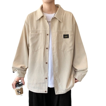 Corduroy košulja-jakna s dugim rukavima, rever ovratnik, udoban kroj, Harajuku stil