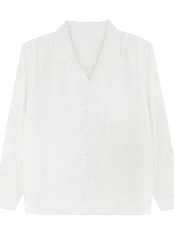 Košeľa s kubánskym golierom, dlhé rukávy, voľný strih, polyesterová tkanina, bez žehlenia