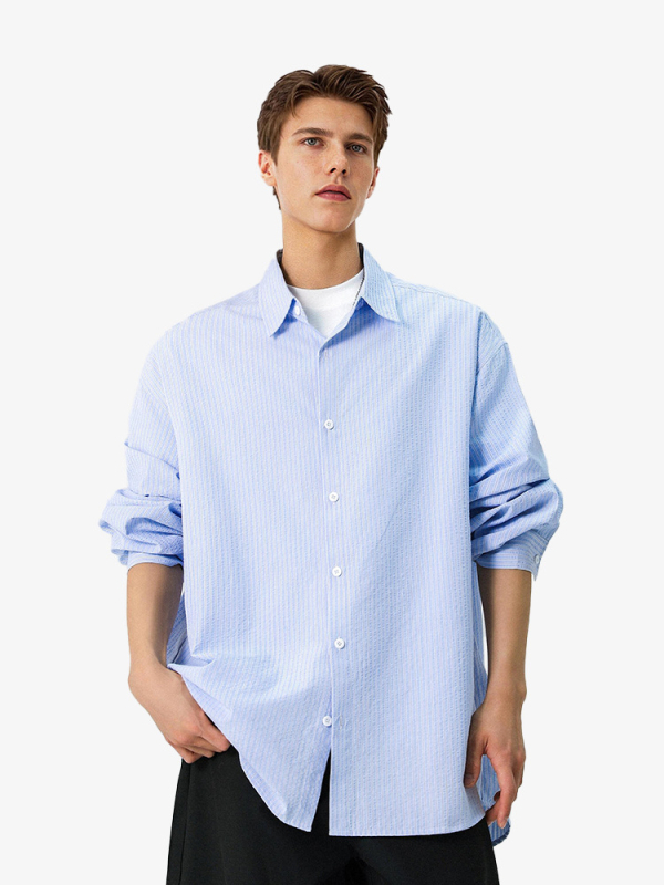 Prúžkovaný kardigán s klopou, voľný strih, jesenná mestská móda, priedušná zmes polyesteru bavlny a viskózy