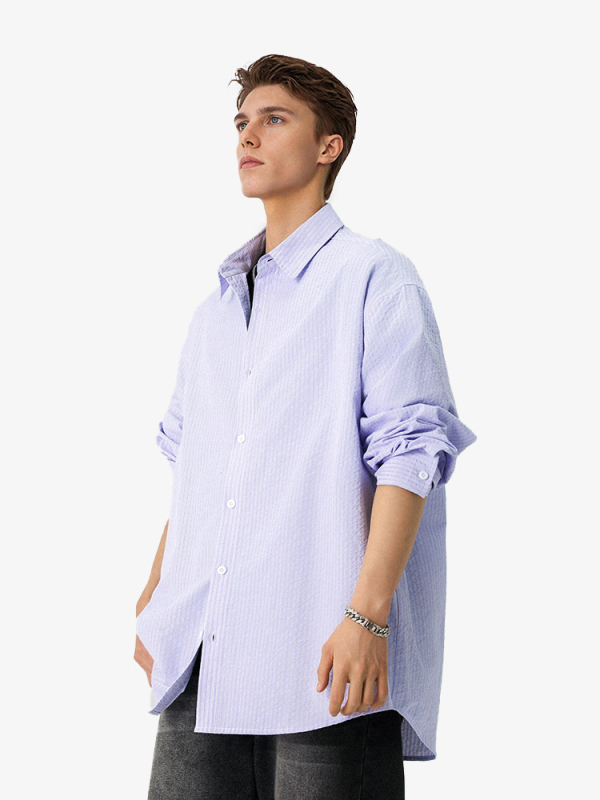 Prúžkovaný kardigán s klopou, voľný strih, jesenná mestská móda, priedušná zmes polyesteru bavlny a viskózy