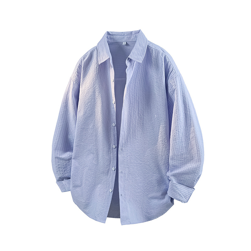 Prúžkovaný kardigán s klopou, voľný strih, jesenná mestská móda, priedušná zmes polyesteru bavlny a viskózy