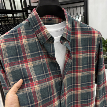 Business casual káro košeľa, 100% bavlna, brúsený povrch, dlhý rukáv, voľný strih