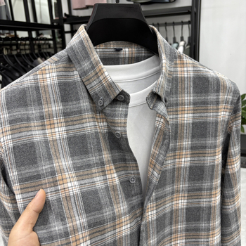 Business casual káro košeľa, 100% bavlna, brúsený povrch, dlhý rukáv, voľný strih