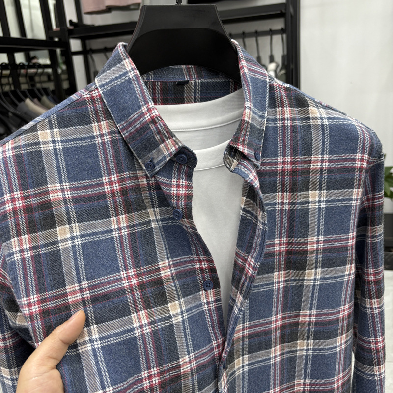 Business casual káro košeľa, 100% bavlna, brúsený povrch, dlhý rukáv, voľný strih