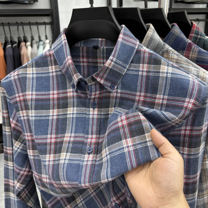 Business casual káro košeľa, 100% bavlna, brúsený povrch, dlhý rukáv, voľný strih