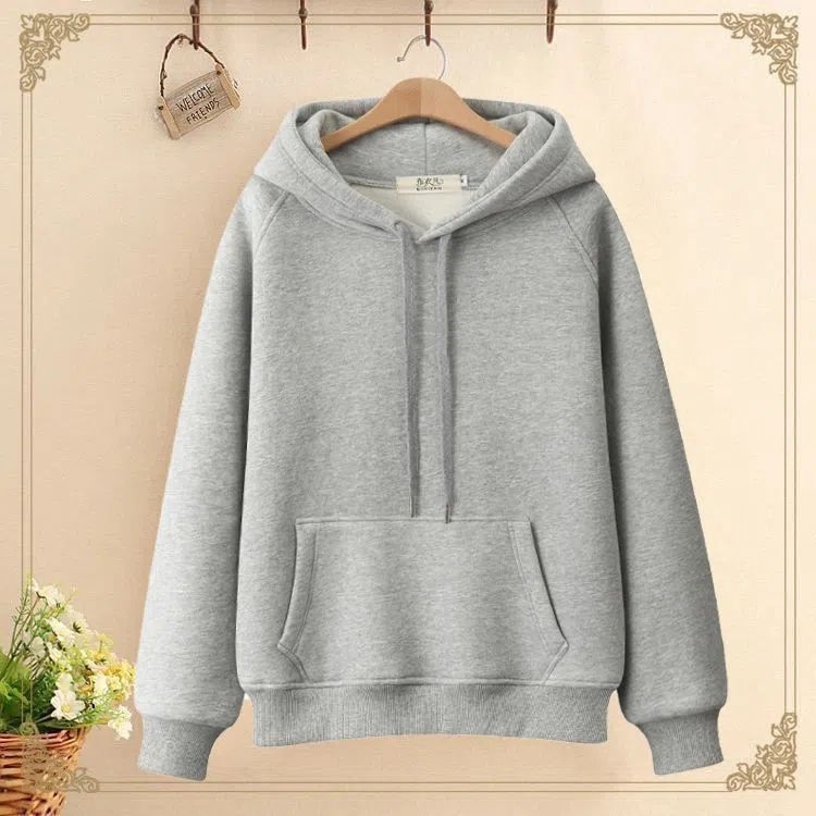 Női 100% pamutkapucnis pulóver, laza szabás, hercegnő ujjak