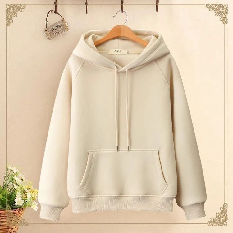 Női 100% pamutkapucnis pulóver, laza szabás, hercegnő ujjak