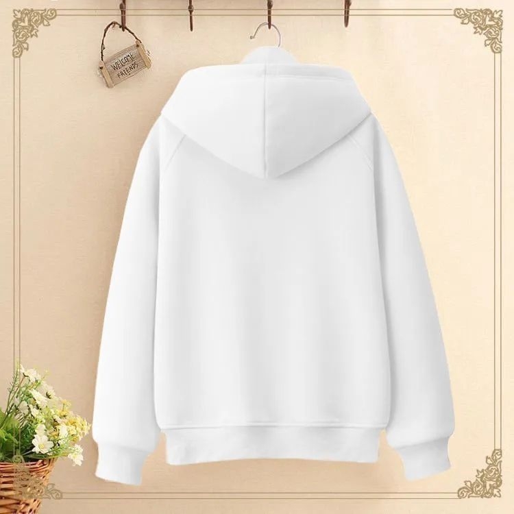 Női 100% pamutkapucnis pulóver, laza szabás, hercegnő ujjak