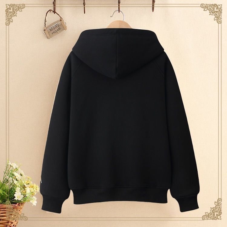 Női 100% pamutkapucnis pulóver, laza szabás, hercegnő ujjak